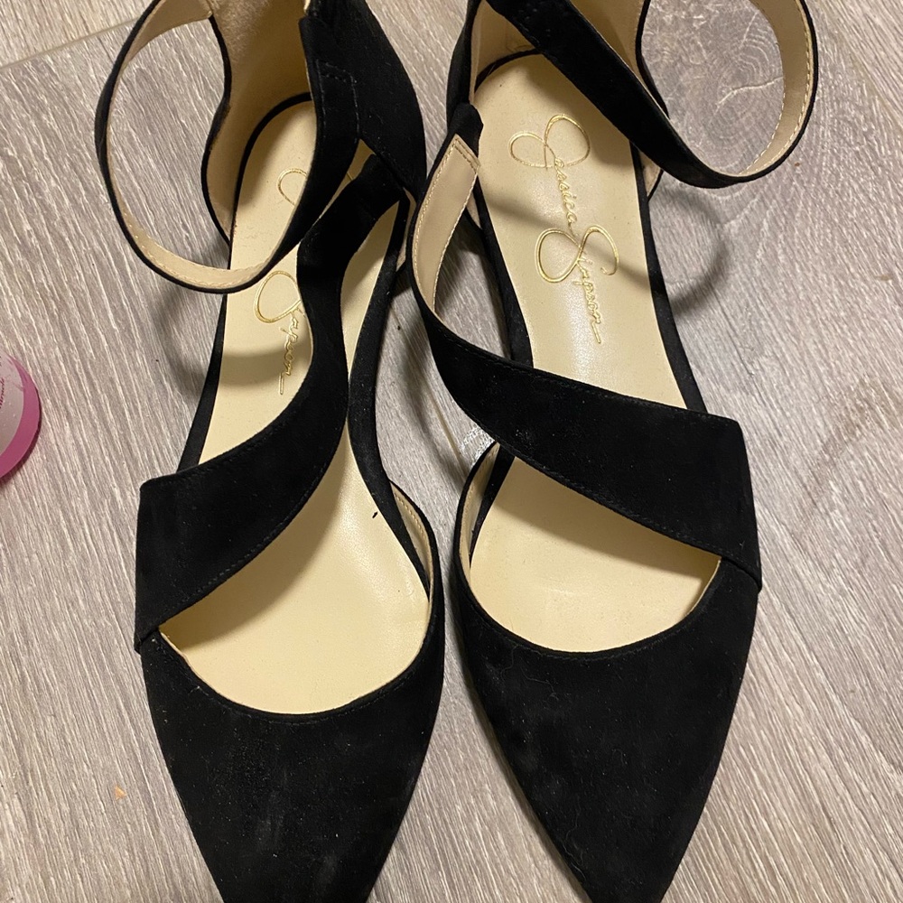 Jessica Simpson Black Strappy Heels suede size 8.5
